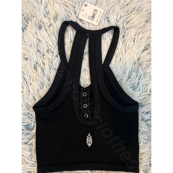 Free People Free Throw Henley Crop Top Black NWT - Picture 10 of 13
